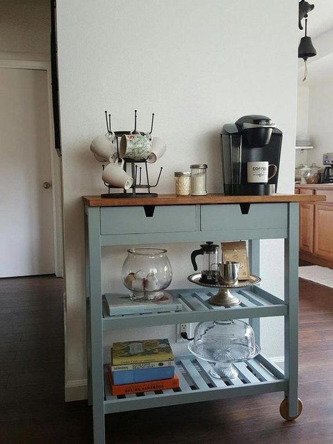 Light Blue Cart Coffee Station