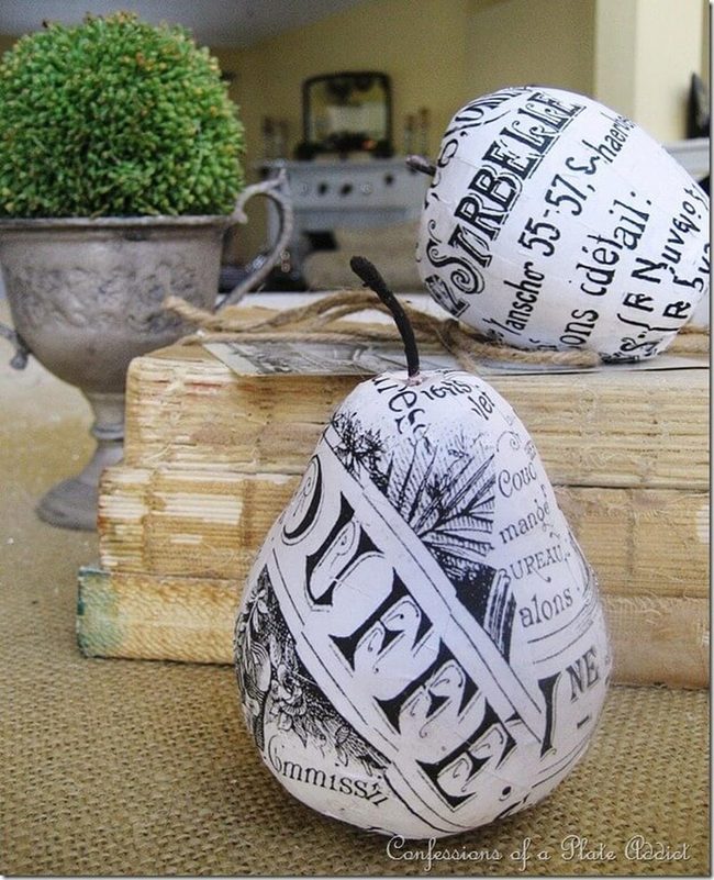 Vintage Book Page Fruit Décor