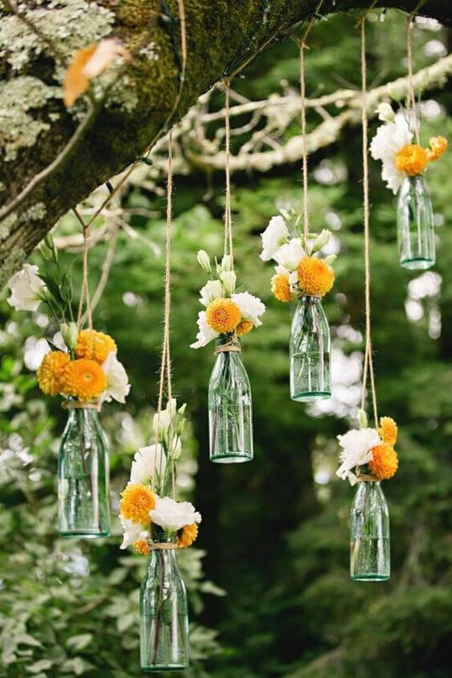 Floating Glass Bottles Orange Blooms