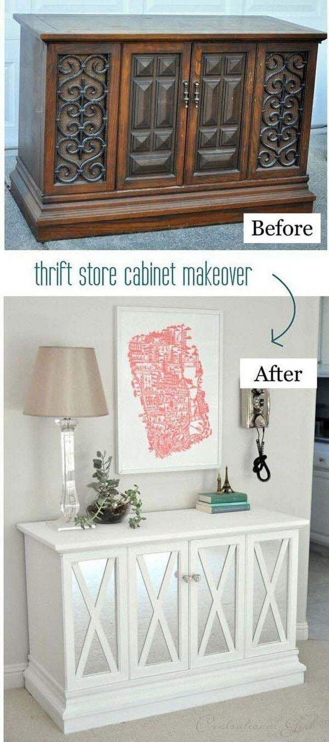 White Lattice Cabinet Refresh