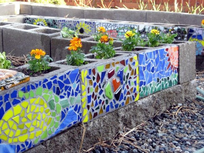 Colorful Cinder Block Gardens