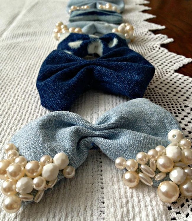 Denim Bows Pearl Sparkle