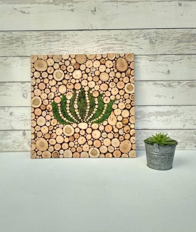 Recycled Wood Rounds Lotus