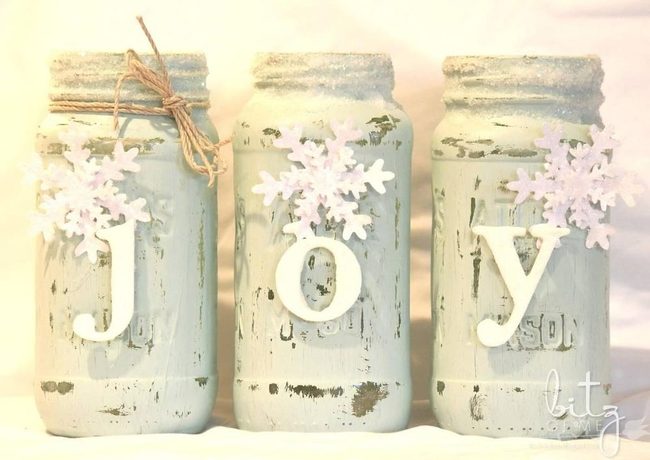 Whitewashed Jars With Burlap Accents
