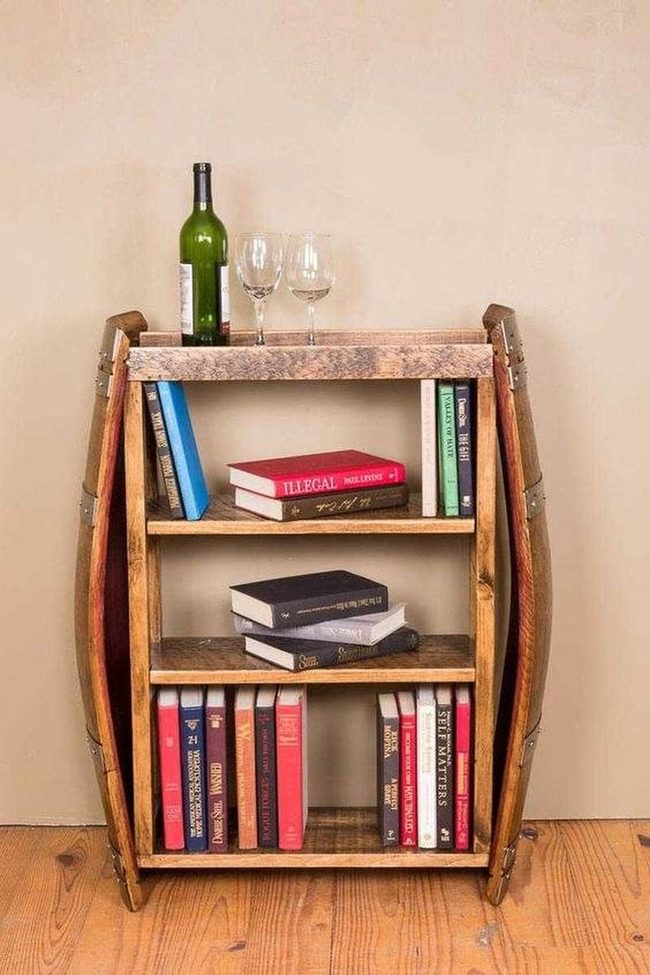Curved Barrel Bookshelf Wood