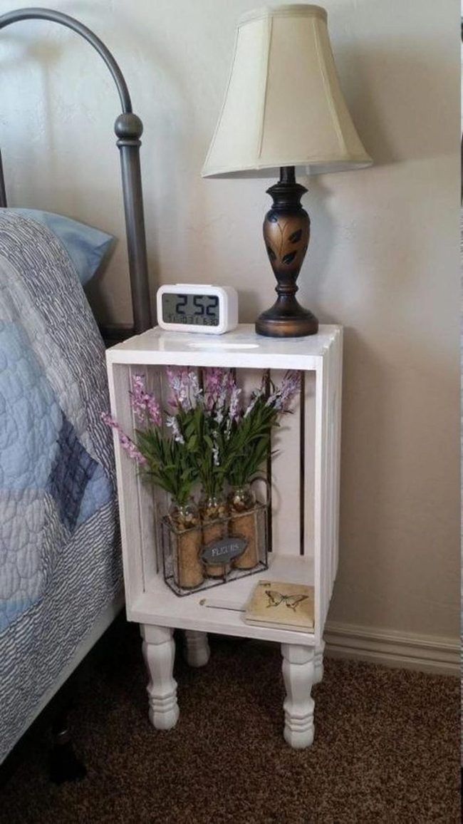 White Wood Legs, Purple Flowers