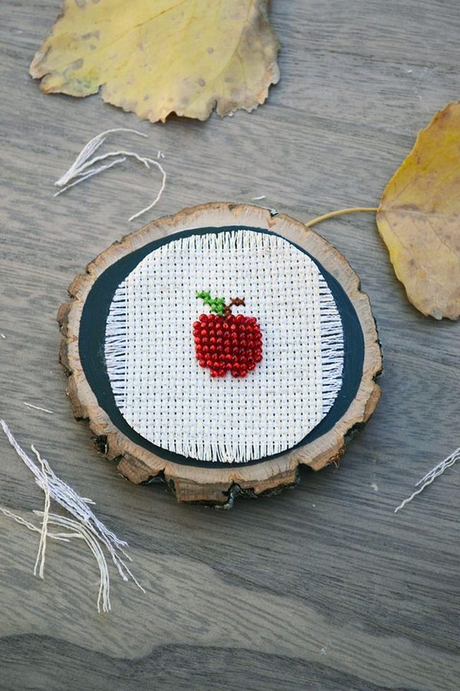 Red Stitched Apple On White