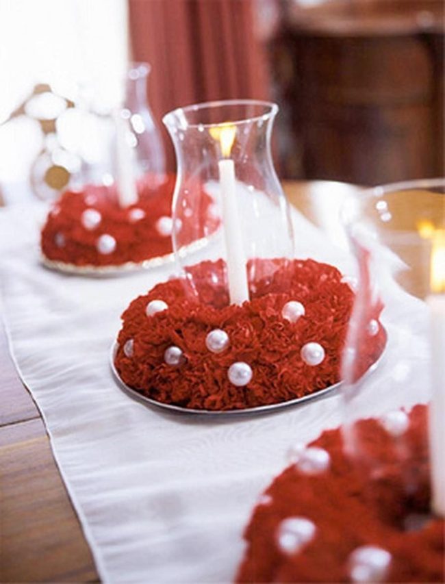 Red Pearl Beaded Floral Centerpieces