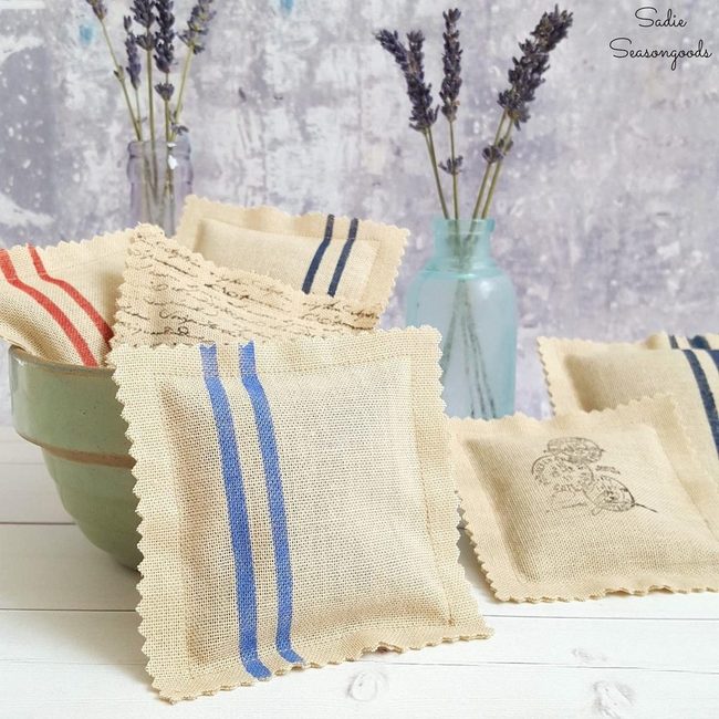Purple Lavender Bottles With Striped Sachets