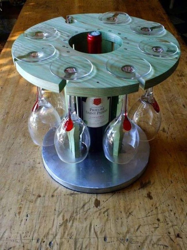 Metal And Wood Wine Centerpiece