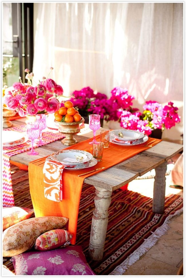 Purple Orange Table Setting
