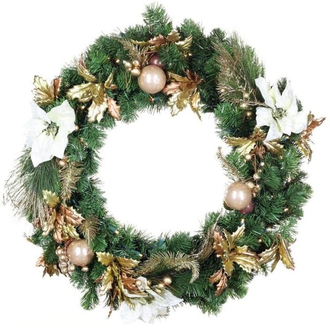 Golden Leaf Evergreen Wreath