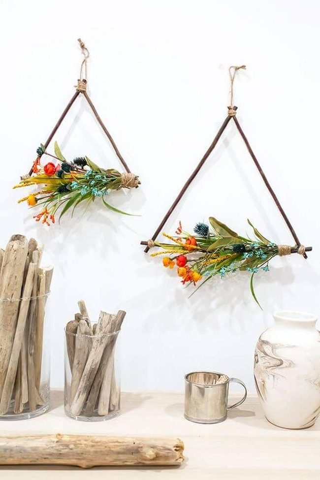 Geometric Dried Flower Wall Art