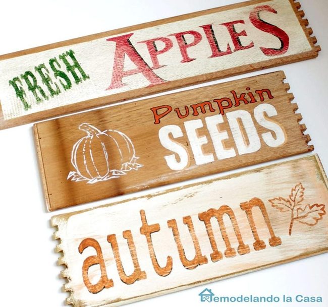 Red Orange Wooden Fall Signs