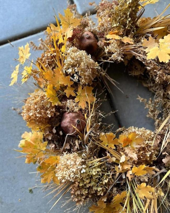 Golden Wheat Stalks With Burgundy Accents