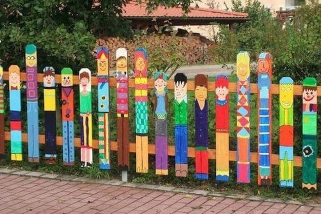 Colorful Pallet Fence Characters