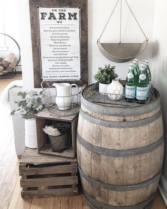 Aged Wood Wine Barrel Storage