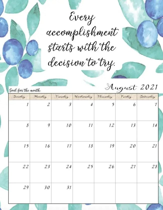 Blueberry Blue Botanical Calendar