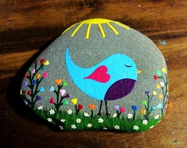 Blue Purple Painted Stones