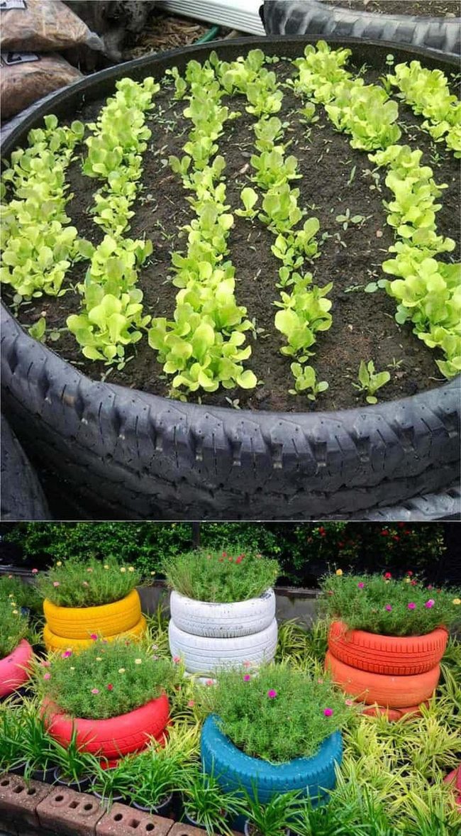 Painted Tire Garden Beds