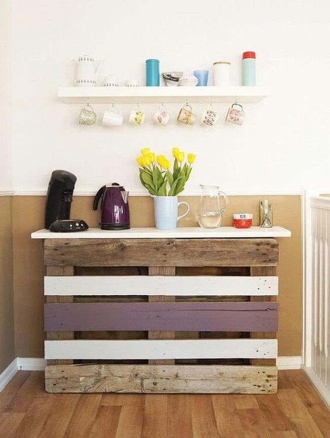 Striped Purple Coffee Pallet Station