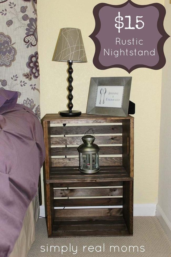 Stacked Wooden Crate Nightstand