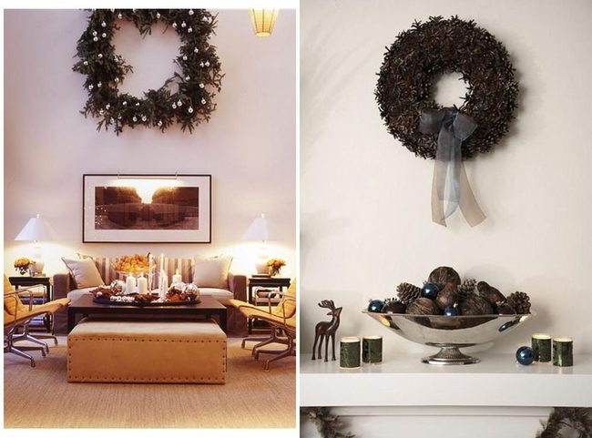 Neutral Living Room With Oversized Wreath