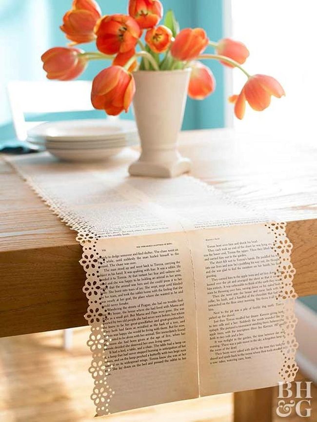 Orange Flowers, Lace Paper Runner