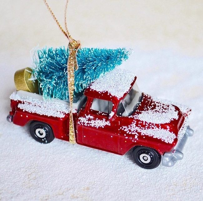Red Truck Winter Christmas Scene