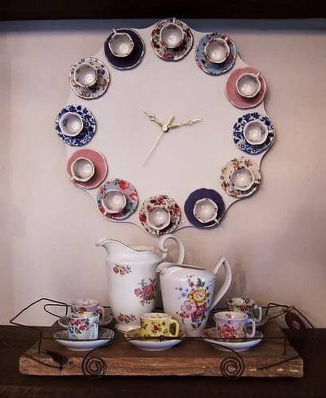 Pastel Teacup Clock Face