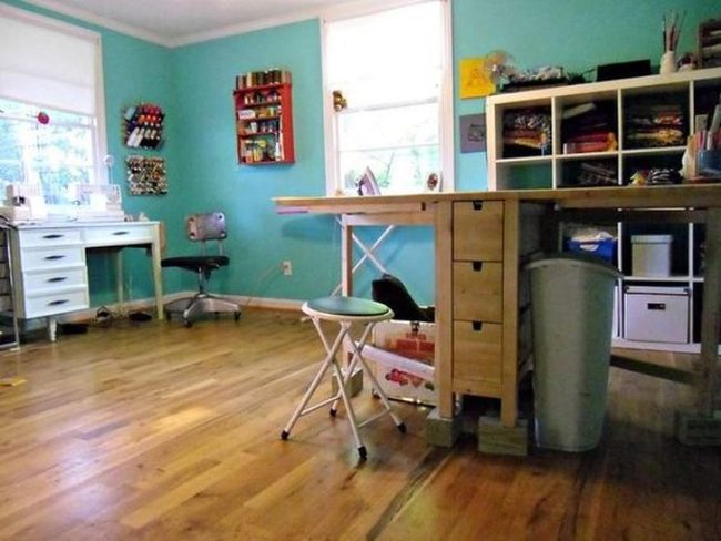 Teal Workspace With Natural Light
