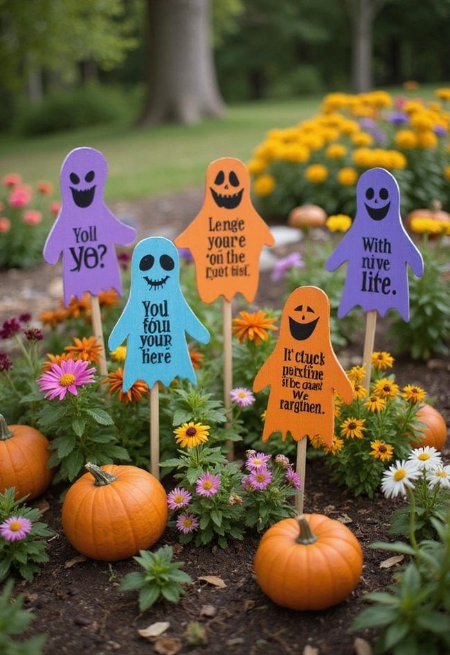 Painted Rural Timber Stakes Spooky Terrace Display