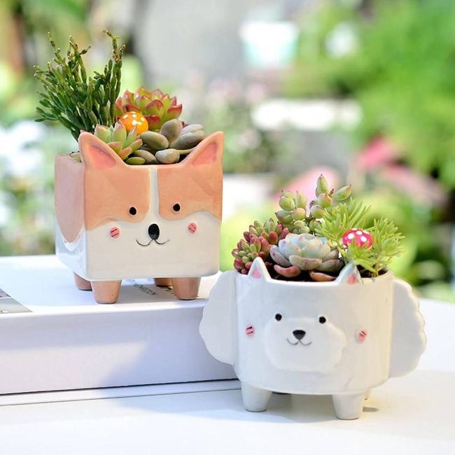 Ceramic Animal Planters Set Four