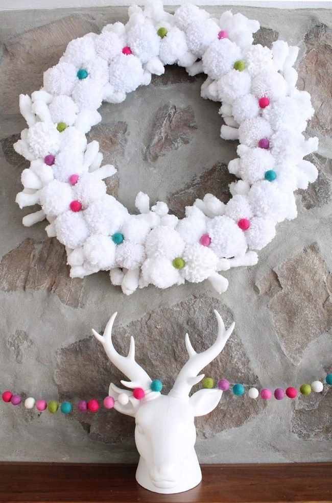 Fluffy Pom-Pom Stone Wall