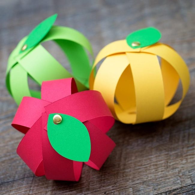 Striped Paper Fruits In Gold