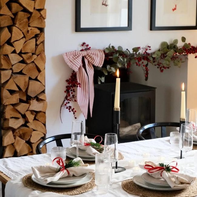 Candlelit Dinner With Natural Greenery