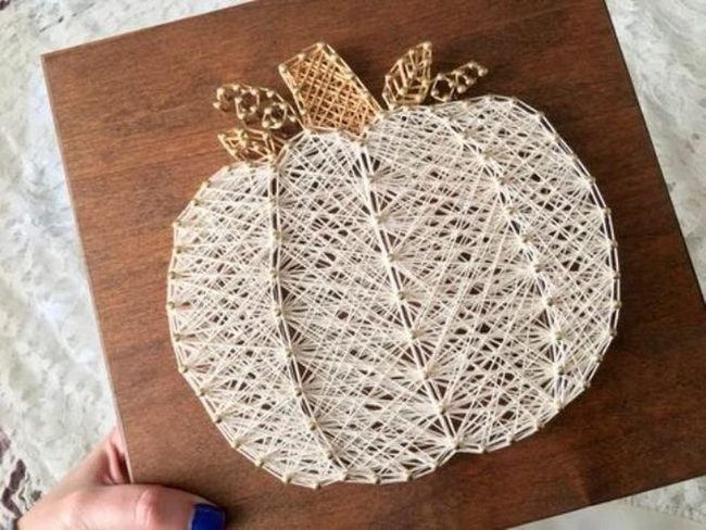 White String Pumpkins Golden Accents