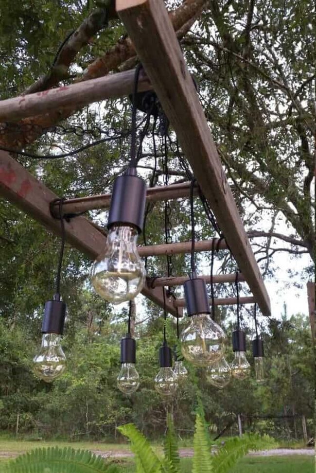 Suspended Bulbs Over Wood Patios