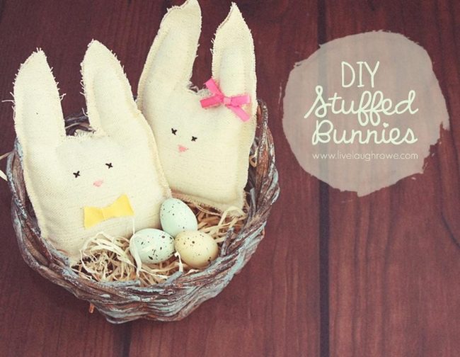 Fabric Bunnies Spring Basket