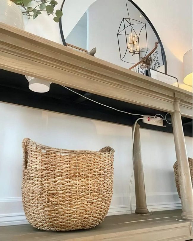 Round Mirror Brightens Neutral Corner