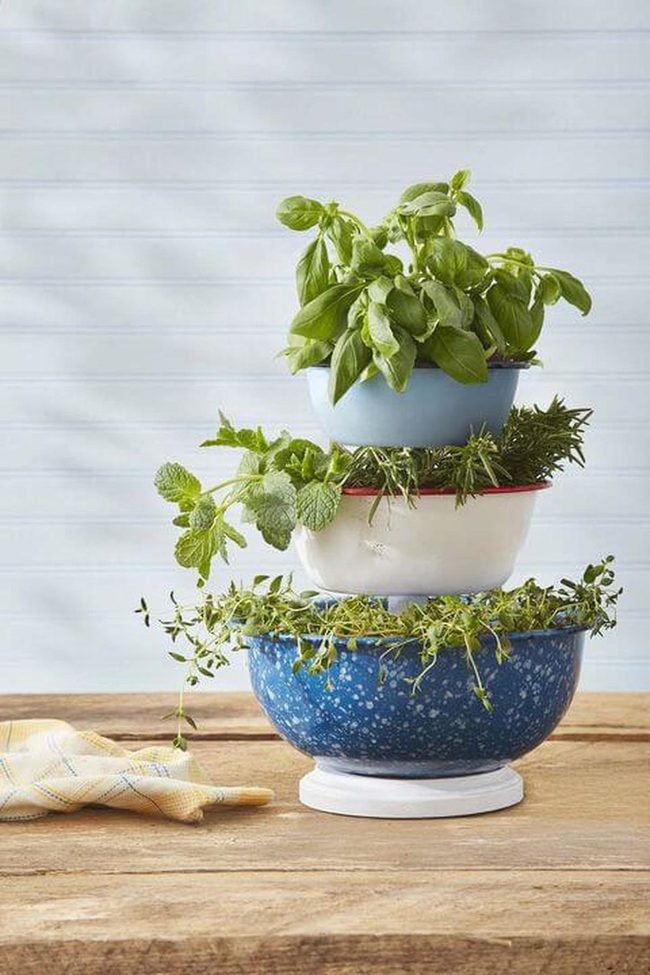 Blue And White Herb Stack