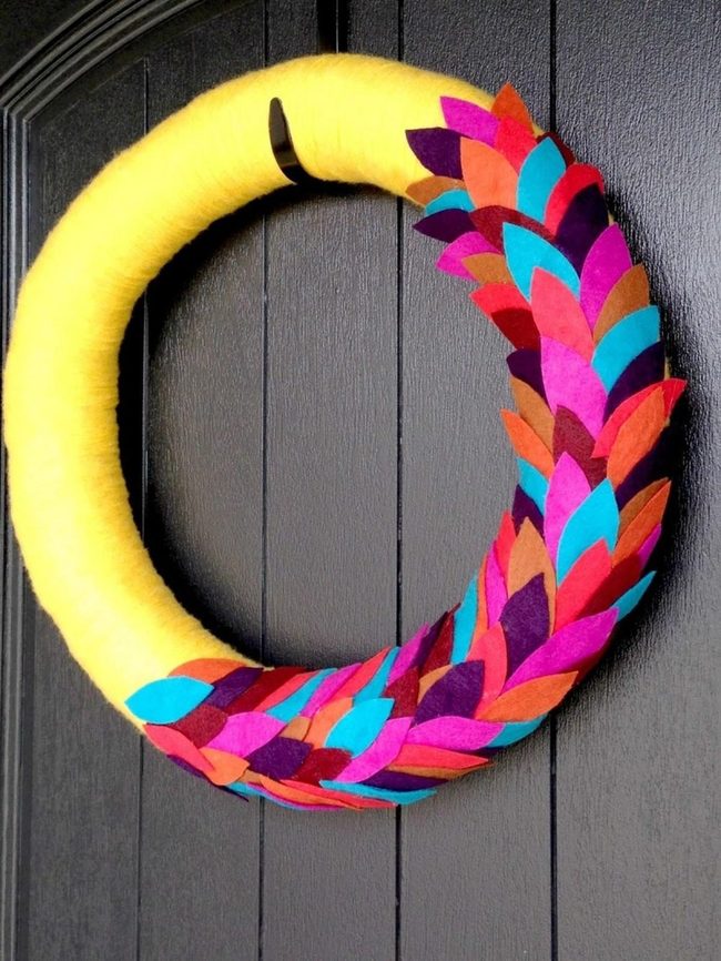 Multicolor Felt Yarn Wreath
