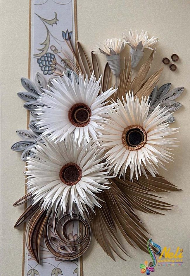 Cream Paper Blooms With Gold