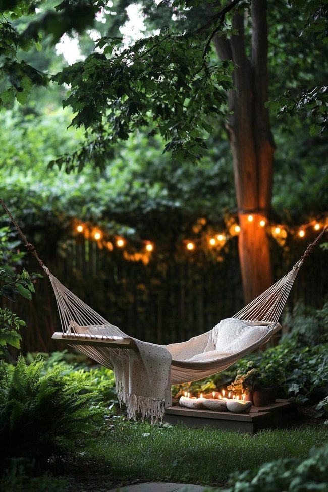 Shaded Hammock With Pillows