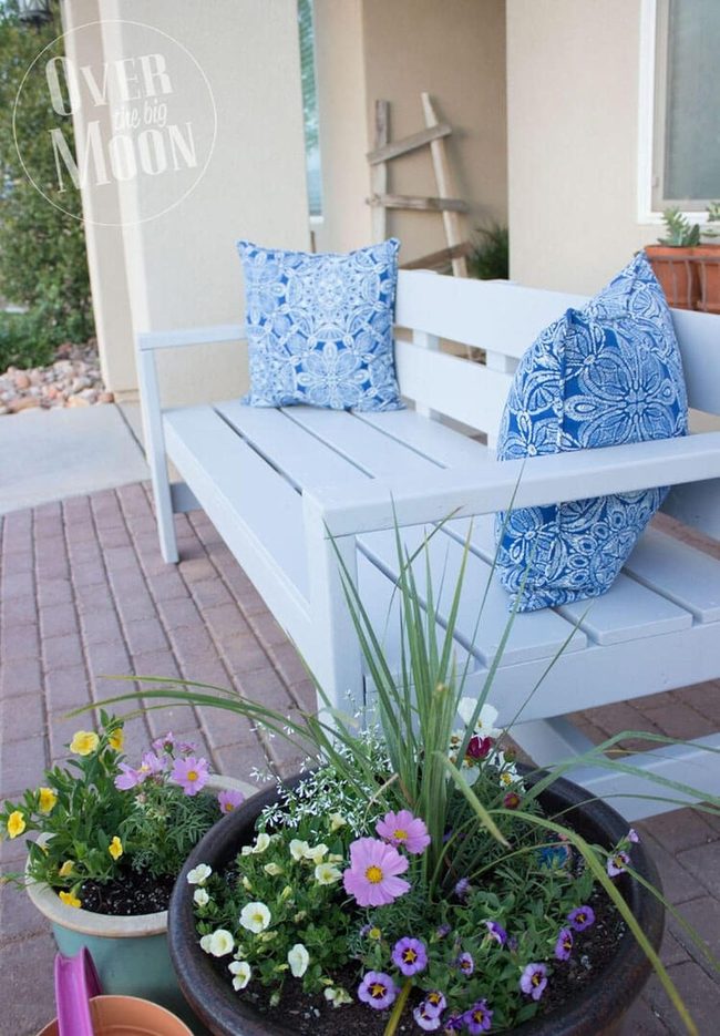 Painted Board Patio Bench
