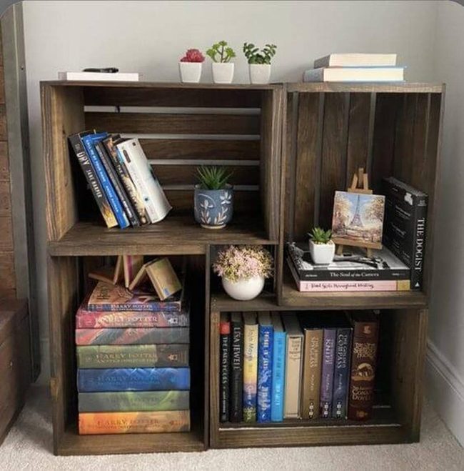 Stacked Wood Storage Shelves