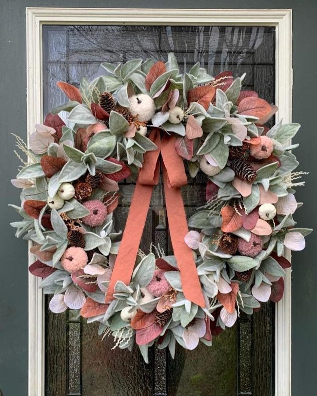 Autumn Wreath With White Bunny