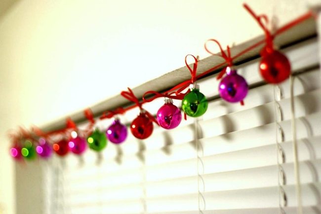 Red Ribbon Ornament Garland