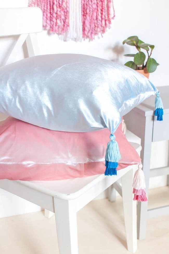 Tassel Pillows Pink And Blue