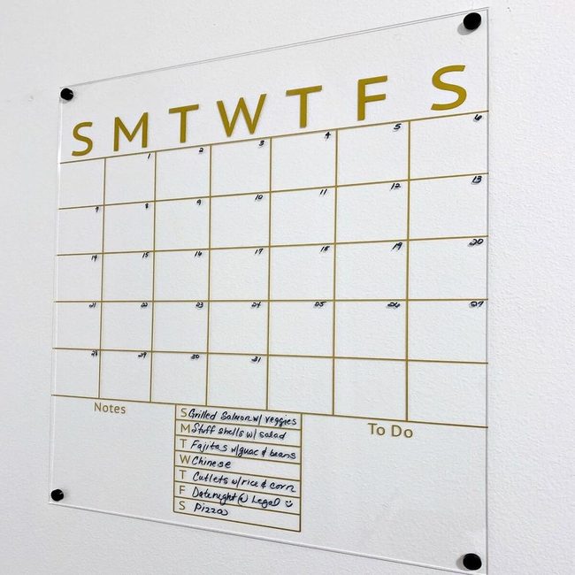 Gold Acrylic Weekly Planner